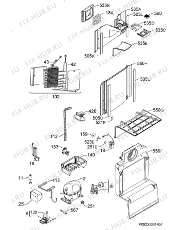 Взрыв-схема холодильника Husqvarna Electrolux QRT4661W - Схема узла Cooling system 017